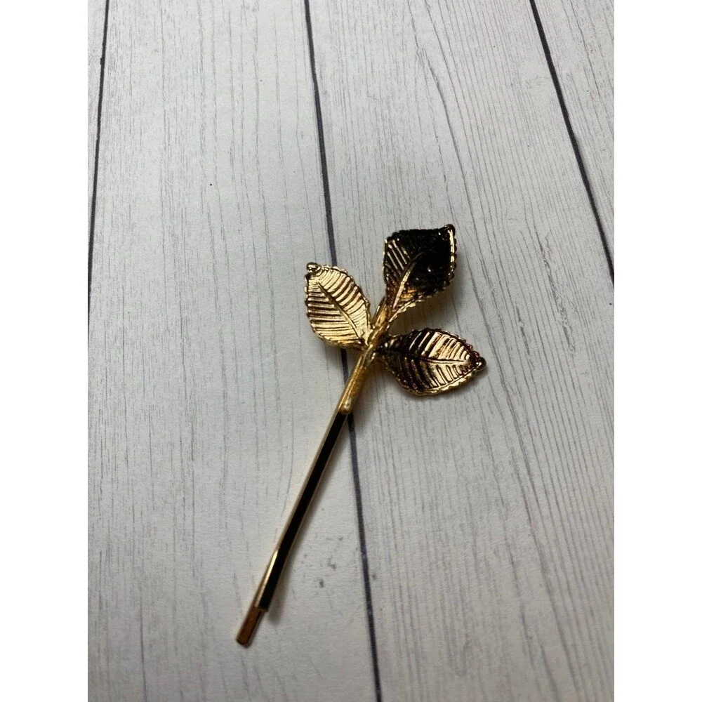 Gold Tone Leaf Hair Pin Bobby Pin Decorative Hair Accessory